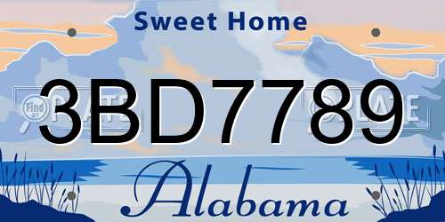 3BD7789 Alabama License Plate