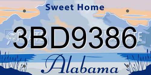 3BD9386 Alabama License Plate