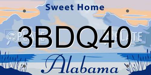 3BDQ40 Alabama License Plate