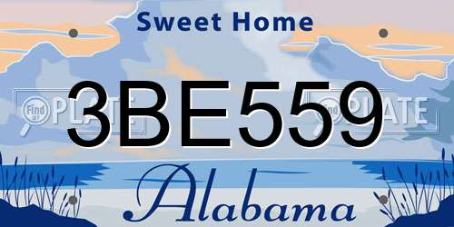 3BE559 Alabama License Plate
