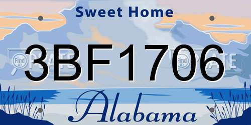 3BF1706 Alabama License Plate