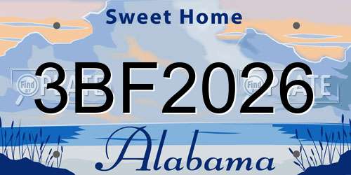 3BF2026 Alabama License Plate