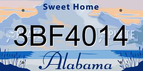 3BF4014 Alabama License Plate