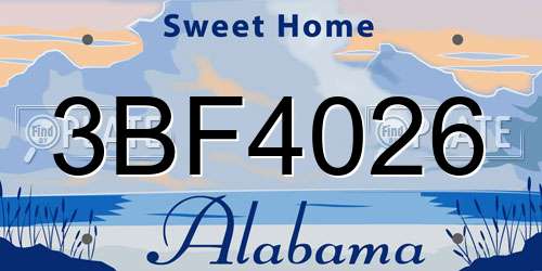 3BF4026 Alabama License Plate