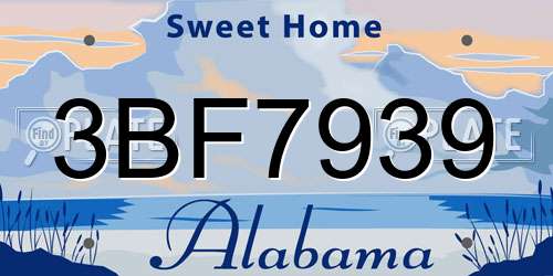 3BF7939 Alabama License Plate