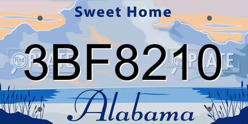 3BF8210 Alabama License Plate