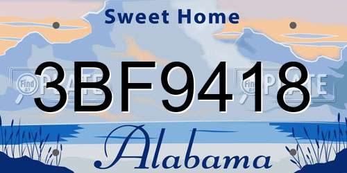 3BF9418 Alabama License Plate