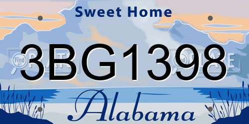 3BG1398 Alabama License Plate
