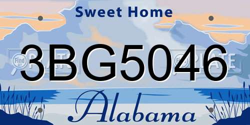 3BG5046 Alabama License Plate