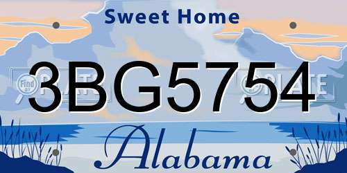 3BG5754 Alabama License Plate