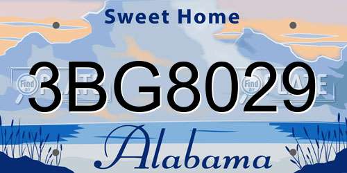 3BG8029 Alabama License Plate