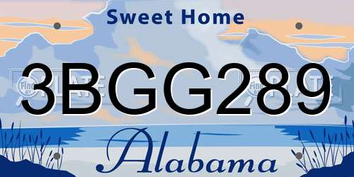 3BGG289 Alabama License Plate