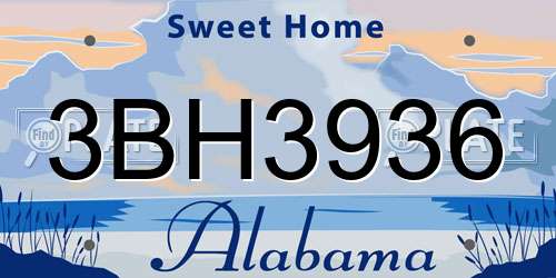 3BH3936 Alabama License Plate