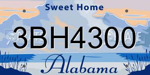 3BH4300 Alabama License Plate