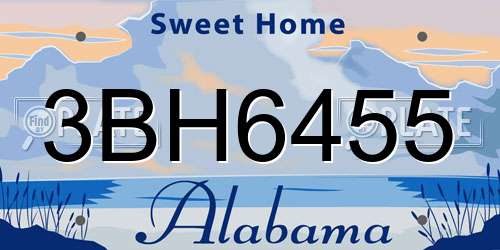 3BH6455 Alabama License Plate