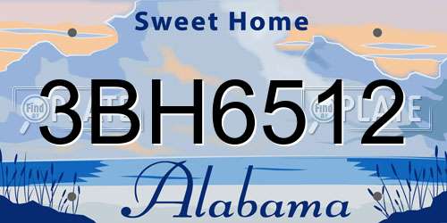 3BH6512 Alabama License Plate