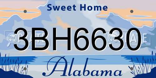 3BH6630 Alabama License Plate
