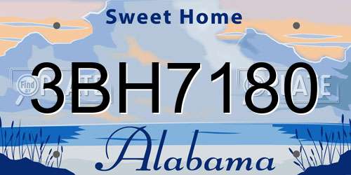 3BH7180 Alabama License Plate