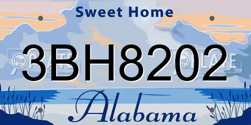 3BH8202 Alabama License Plate