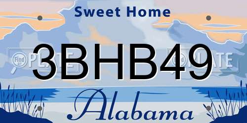 3BHB49 Alabama License Plate