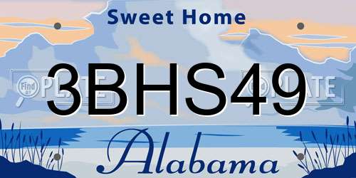 3BHS49 Alabama License Plate