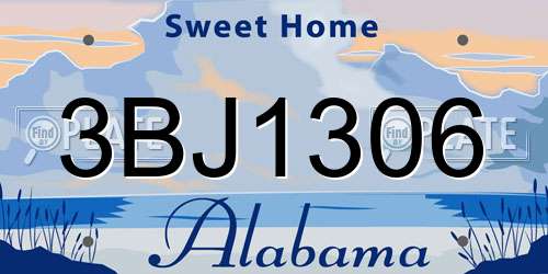 3BJ1306 Alabama License Plate