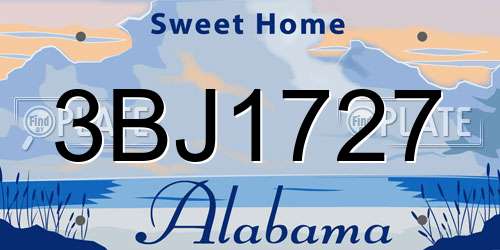 3BJ1727 Alabama License Plate