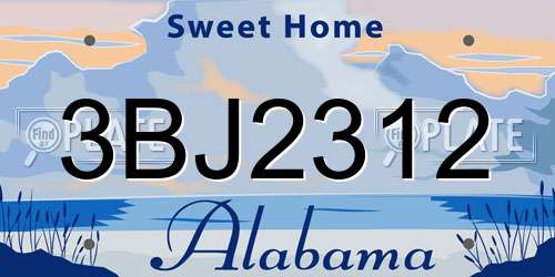 3BJ2312 Alabama License Plate