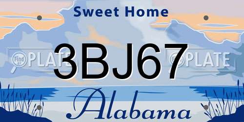3BJ67 Alabama License Plate