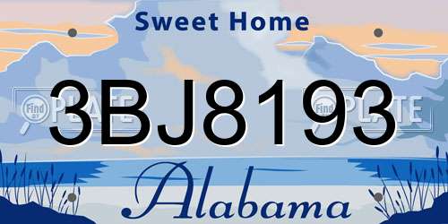 3BJ8193 Alabama License Plate