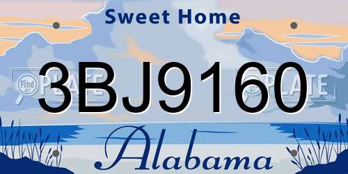 3BJ9160 Alabama License Plate