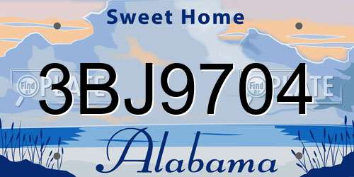 3BJ9704 Alabama License Plate
