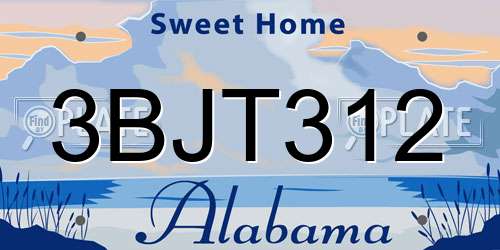 3BJT312 Alabama License Plate
