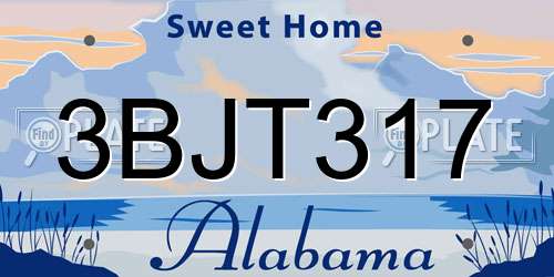 3BJT317 Alabama License Plate