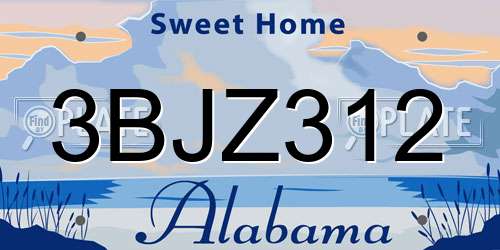 3BJZ312 Alabama License Plate
