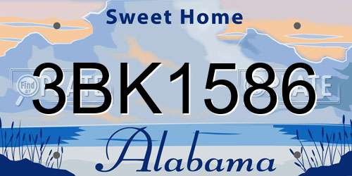 3BK1586 Alabama License Plate
