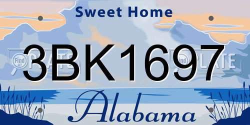 3BK1697 Alabama License Plate