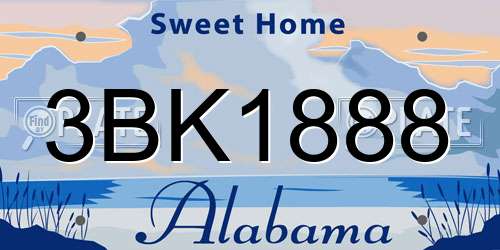 3BK1888 Alabama License Plate