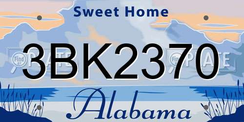 3BK2370 Alabama License Plate