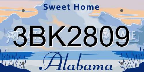 3BK2809 Alabama License Plate