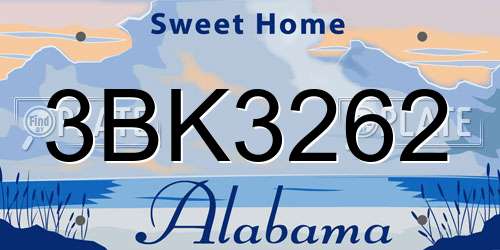 3BK3262 Alabama License Plate