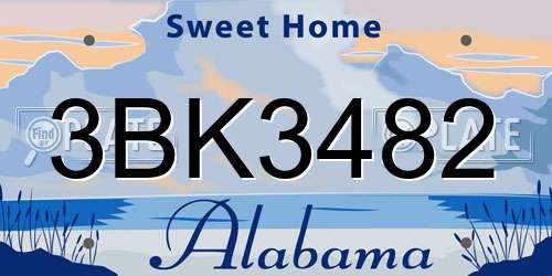 3BK3482 Alabama License Plate