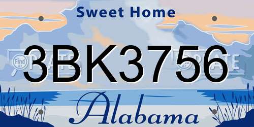 3BK3756 Alabama License Plate