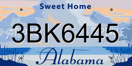 3BK6445 Alabama License Plate
