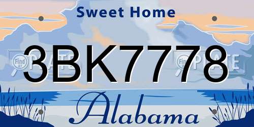 3BK7778 Alabama License Plate