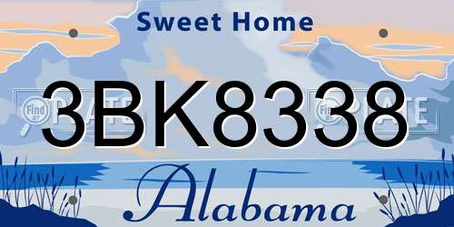 3BK8338 Alabama License Plate