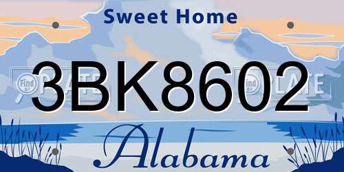 3BK8602 Alabama License Plate
