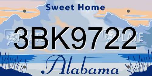 3BK9722 Alabama License Plate