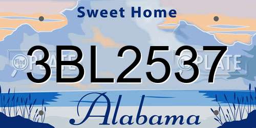 3BL2537 Alabama License Plate