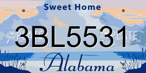 3BL5531 Alabama License Plate